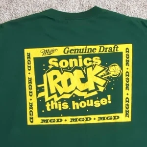 Camicia vintage Seattle Supersonics Rock This House 94-95 Miller originale bozza 2XL - Foto 1 di 6