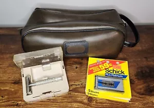 1950's Gillette Super Speed Flare Tip Safety Razor & Schick Plus Platinum Blades - Picture 1 of 20
