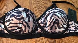 Frederick's Of Hollywood Zalia Animal Print Satin Lined Bra Size Medium NWT - Picture 1 of 5