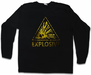 ACHTUNG EXPLOSIVES VINTAGE LOGO SIGN LANGARM T-SHIRT Explosion TNT Bombe - Bild 1 von 1