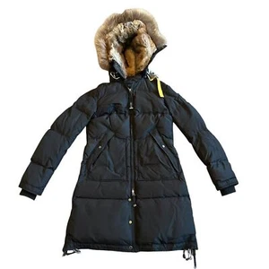 Parajumpers Orso Lungo Nero Piumino Parka Cappotto Giacca Cappuccio Vera Pelliccia Taglia XS Donna - Foto 1 di 16