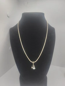 Vintage AB Crystal Perfume Bottle Pendant Necklace 17" - Picture 1 of 9
