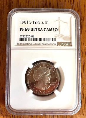 1981-S PROOF NGC PF 69 ULTRA CAMEO TYPE 2 SUSAN B ANTHONY DOLLAR BEAUTIFUL COIN - Image 1 of 4