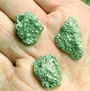 3 small Pyrite Fools Gold Nuggets Crystals Chakra Healing FIRE Stone Free Pouch - Picture 1 of 1
