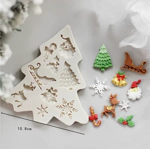 Elementos de Navidad Molde de Silicona Árbol Caramelo Caña Trineo Nieve Campana Santa Holly L - Imagen 1 de 5