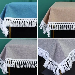 Tablecloth Tassel Solid Japanese Table Dust Cover Fringe Bedroom Home Decoration - Picture 1 of 23