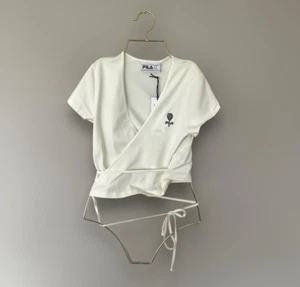 Fila Wrap Top Tennis Sports Size M Ballet Codie Cream Ecru short sleeved - Picture 1 of 11