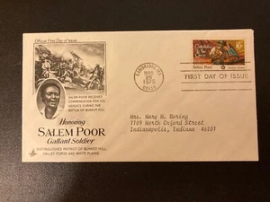 Dr Jim US FDC Scott #1560 Salem Poor Gallant Soldier 10c Art Craft 1975 - Picture 1 of 2