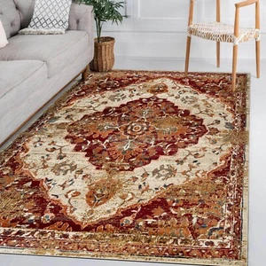 Abena Vintage Traditional Medallion Antistatic Rugs Jute Backed Indoor Area Rug - Picture 1 of 9