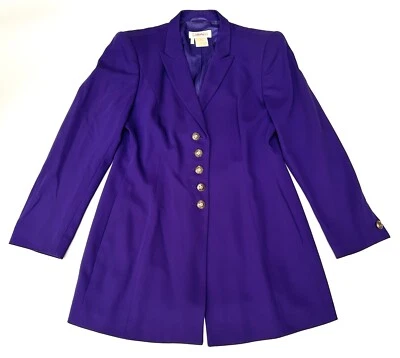 Blazer de lana vintage Escada de Margaretha Ley de doble pecho púrpura talla 40 Foto 1 de 4