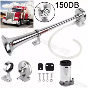12V Single Trumpet Air Horn Kit 150dB Super Loud Truck Lorry Boat Train UK - Picture 1 of 12