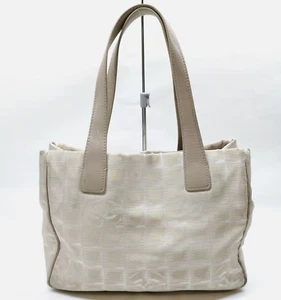 Auth Vintage Chanel New Travel Line Coco Mark Beige Tote Bag - Picture 1 of 11
