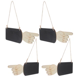 4 Pcs Small Blackboard Pendant Blank Wooden Chalkboard Hand Shaped Sign - Picture 1 of 12