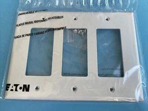 Eaton weiß 3-Gang Dekorateur UNZERBRECHLICH mittelgroße Wandplatte Wippe Abdeckung PJ263W - Bild 1 von 2