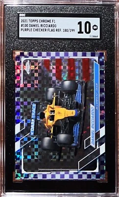 DANIEL RICCIARDO 2021 Topps Chrome Formula 1 Purple Checker /199 #100 SGC 10 - Image 1 of 2