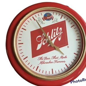 Schlitz Beer Clock Plastic Frame Battery Operated Advertising Sign Beer Sign 22” - Bild 1 von 5
