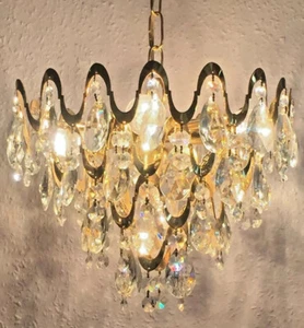 Beautiful Chandelier, Tear Drop Crystals, Spanish, 34cm Diameter. Very Unusual. - Picture 1 of 12