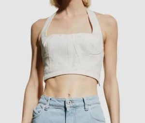 $295 Derek Lam 10 Crosby Women's Ivory Davina Halter Seamed Bustier Top Size 10 - Picture 1 of 3