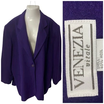 Venezia Blazer женщин 26-28 фиолетовый шерсти работы офиса основной минималист капсулы - Изображение 1 из 4