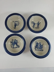4 Brinker Pots 1993 Stoneware Bowl Set Cobalt Blue We All Scream for Ice Cream - Picture 1 of 12