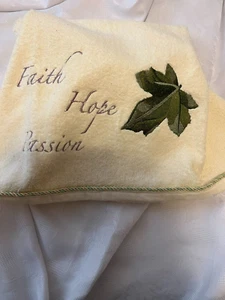 ALLURE- 2 BUTTERCUP COLOR 26X50'' ''FAITH HOPE PASSION'' EMBROIDERED BATH TOWELS - Picture 1 of 1