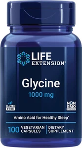 Life Extension Glycine Promotes Relaxation, 1000 mg 100 vegetarian caps 2 pack - Picture 1 of 2