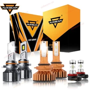 AUXBEAM Combo Kits LED Headlight High+Low+Fog Bulbs White Bright 9005 9006 H11 - Picture 1 of 12