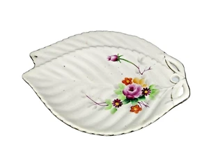 Twin Leaf-Shaped Floral Pattern Trinket Dish, Occupied Japan Selling, OBO - Picture 1 of 4