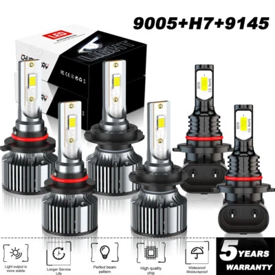 6x LED Headlight High/Low Beam + Fog Light Bulbs Kit For SAAB 9-5 2010 2011 - Image 1 of 4