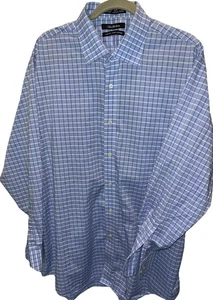 Herren Saks Fifth Avenue Hemd Größe 18 oder 2XL kariert blau weiß Beschreibung lesen - Bild 1 von 7