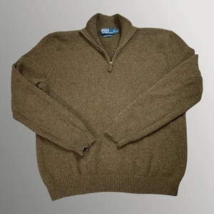 Polo Ralph Lauren Pullover Herren XL braun Lammwolle italienisches Garn 1/4 Zip Pulli - Bild 1 von 8
