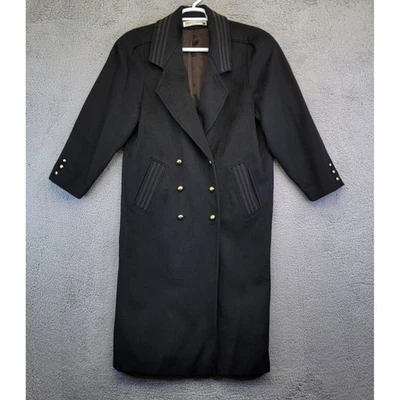 Donnybrook Wool Coat Womens 10 P Black Old Money Quiet Luxury Trench Coat - Image 1 of 4