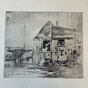 Philip Kappel Etching “Fish Houses" Marblehead - Picture 1 of 12