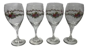 Pfaltzgraff Holly Joy vetro trasparente 14 oz acqua calici tè freddo vintage set di 4 - Foto 1 di 5