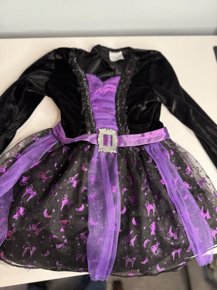 Super Cute 3-4 Toddler Black/purple Witch Costume Dress Only - Image 1 of 4
