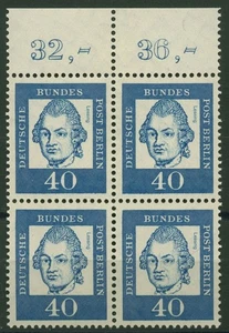 Cama Berlín 1961. Alemán: Lessing con borde superior 207 bloque de 4 O nuevo - Imagen 1 de 1