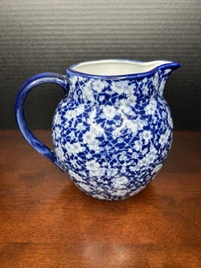 Victoria Ware Ironstone Pitcher 7” Blue & White Floral Pattern - Picture 1 of 7