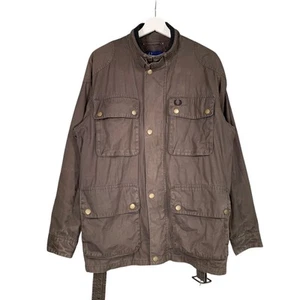 Fred Perry Field Jacket Large Men Grey Belted Mod Casual Oasis Gallagher Terrace - Picture 1 of 21