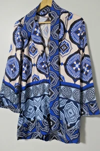 ALEXIS Robbie Romper S Geometric Collared Long Bell Sleeve Santorini + Belt - Picture 1 of 9