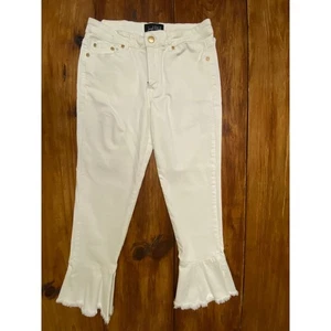 Joseph Ribkoff Damenjeans weiß Denim Rüschensaum Cropped Größe 8 - Bild 1 von 10