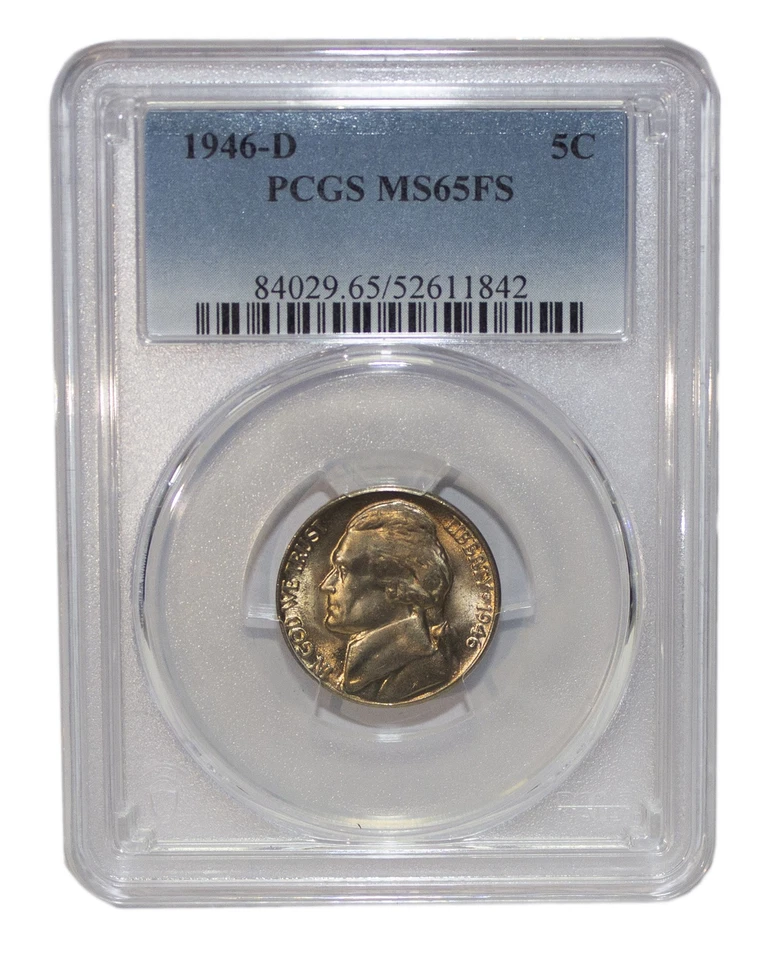 1946 -D Jefferson Nickel 5c PCGS MS65FS Full Steps - Image 1 of 4