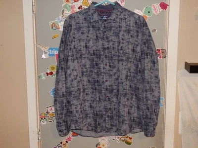 Men's Stone Rose Button Up Shirt Large Blue Print *Fabric From Italy EUC - Image 1 of 4