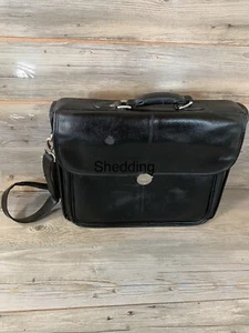 Dell 16x13 Business Travel Laptop Padded Bag/premium Black Leather Deluxe READ - Picture 1 of 12
