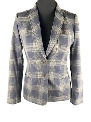 Tommy Hilfiger Blazer a Cuadros Azul Gris Parche Manga Tartán 2 Botones Ajustado 8 Foto 1 de 4