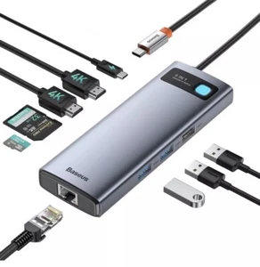 Baseus Laptop Docking Station Dual Monitor 4K@120Hz, 9 in 1 USB C Hub - Picture 1 of 6