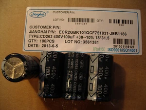 10x 100μF 100uF 400V 105°C Elko R7,5 18x31,5 mm Jianghai senza piombo 385V 350V - Foto 1 di 1