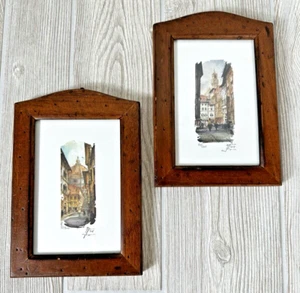 Khosrow Salehi Watercolor Print Italy Framed Miniatures Set of 2 Signed Numbered - Picture 1 of 21
