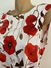 Laura Ashley Szm Red Poppy Print As New Vintage Designer Top Cotton Elastine