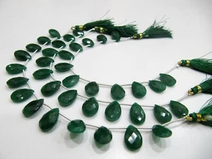 Cuentas facetadas en forma de pera esmeralda tamaño 10x15 mm hebras 8 pulgadas de largo - Imagen 1 de 11
