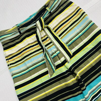 New York & Company Women’s 2 Multi Color Striped Palazzo Dress Pants Tie Belt - Image 1 of 4